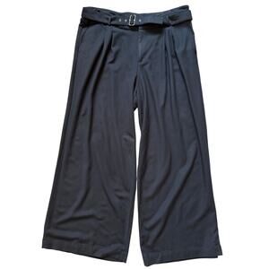 J. Crew Plus Size Wide-leg Belted Trouser Pants Black Size 16 Minimalist Office
